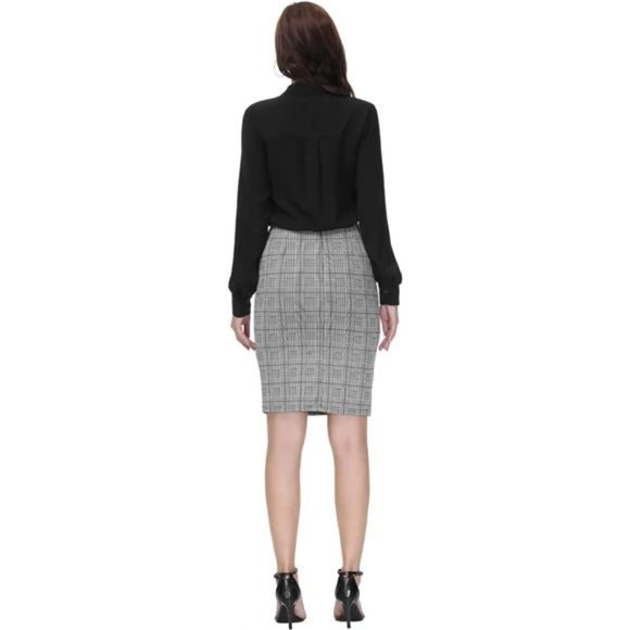 Women Bow Tie Neck Office Blouse Button Down Long Sleeve Bodysuit Blouse Top - Picture 6 of 7